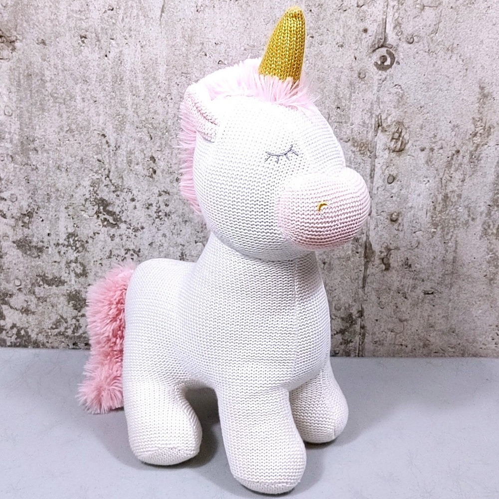 Kelly Unicorn Living Textiles‎ 12"Large Knit Plush Stuffed Animal Nursery Boho